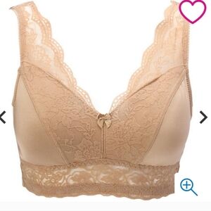 Rhonda Shear Lace Trim Bra in Tan